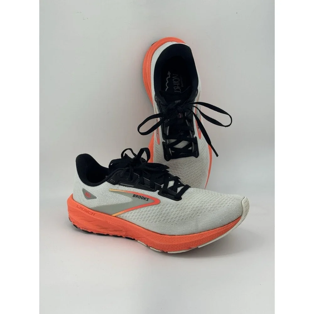 Brooks Launch 10 Women's White Firery Coral Running 1203981B410  Size 8 B